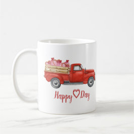 Vintager Red Truck Hearts Valentinstag Kaffeetasse