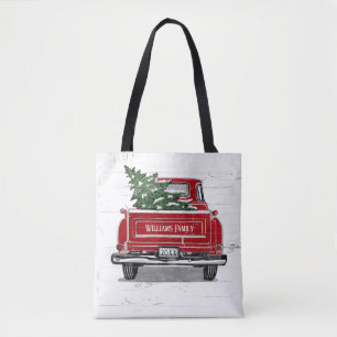 Vintager Red Truck mit dem Namen der Familie Chris