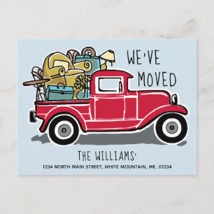 Vintager Red Truck Neue Zuhause Moving Ankündigungspostkarte