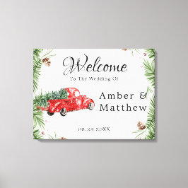 Vintager Red Truck Schneeweihnachtsfest Leinwand P