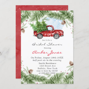 Vintager Red Truck Snow Bridal Dusche Einladung
