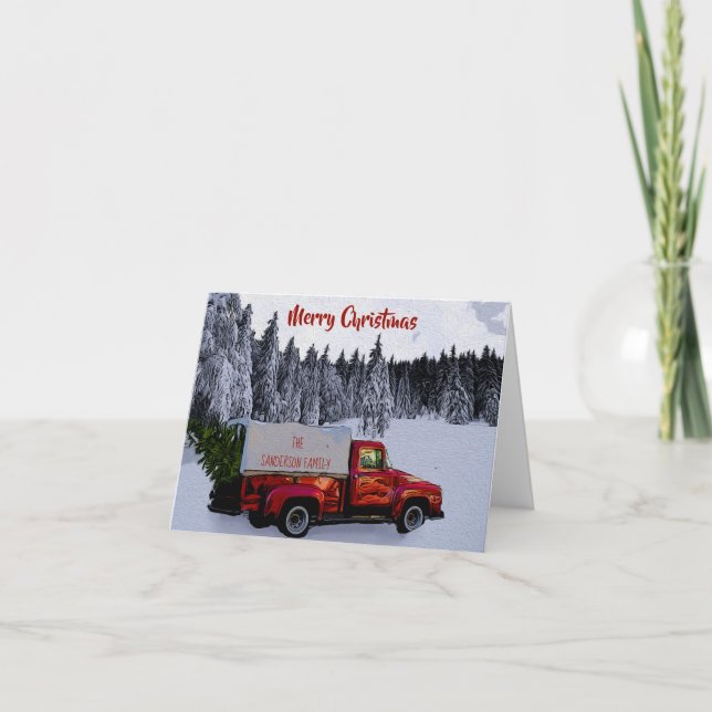 Vintager Red Truck Weihnachten (Vorderseite)