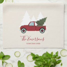 Vintager Red Truck Weihnachten Geschirrtuch