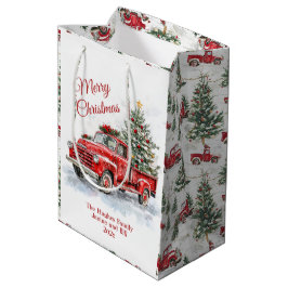 Vintager Red Truck Weihnachten Mittlere Geschenktüte