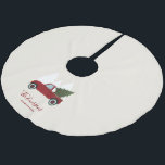 Vintager Red Truck Weihnachten Polyester Weihnachtsbaumdecke<br><div class="desc">Personalisiertes Vintages Red Truck Weihnachtsdesign.</div>