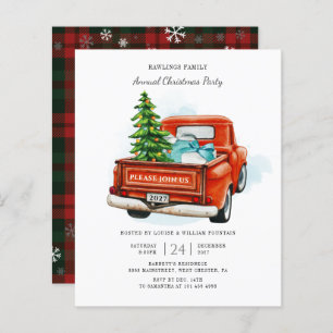 Vintager Red Truck Weihnachts-Einladung