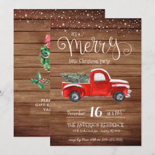 Vintager Red Truck Weihnachts-Einladung Einladung