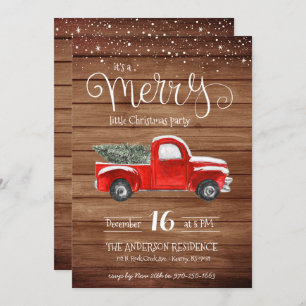 Vintager Red Truck Weihnachts-Einladung Einladung