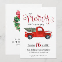Vintager Red Truck Weihnachts-Einladung