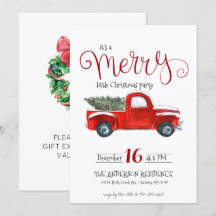Vintager Red Truck Weihnachts-Einladung