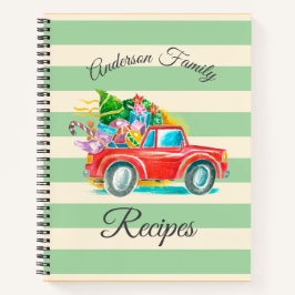 Vintager Red Truck Weihnachtsbaum Rezepte Name Kun Notizbuch