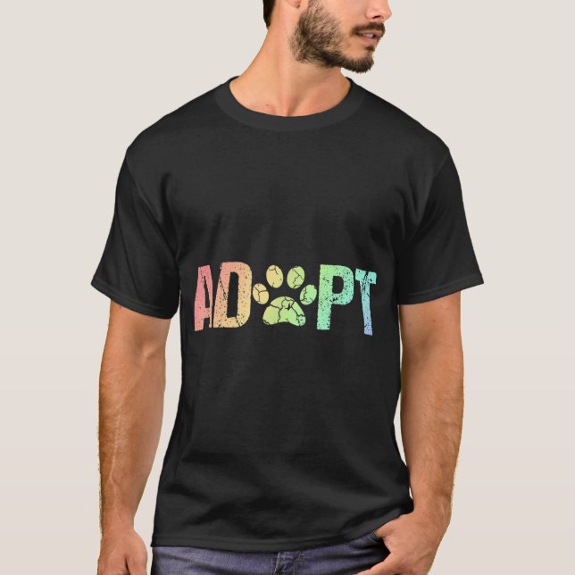 Vintager Regenbogen Adoptiere eine Hunde-Rettungsr T-Shirt (Vorderseite)