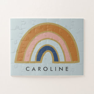 Vintager Regenbogen Personalisierter Name Kinder Puzzle