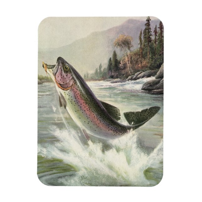 Vintager Regenbogenforellenfisch, Fischfang Magnet (Vertikal)
