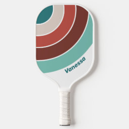 Vintager Regenbogenkreis mit Namen Pickleball Schläger