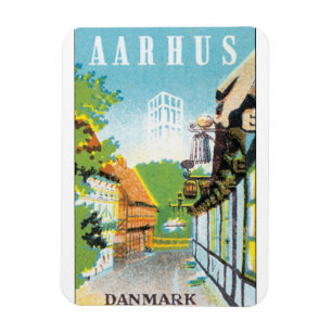 Vintager Reise-Posten Aarhus Danmark Magnet