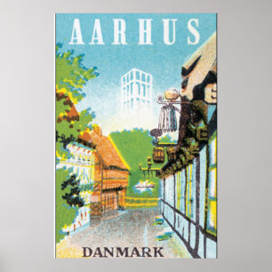 Vintager Reise-Posten Aarhus Danmark Poster