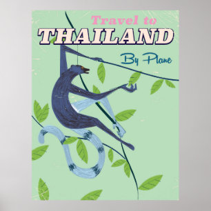 Vintager Reisedruck Thailand-Affen Poster