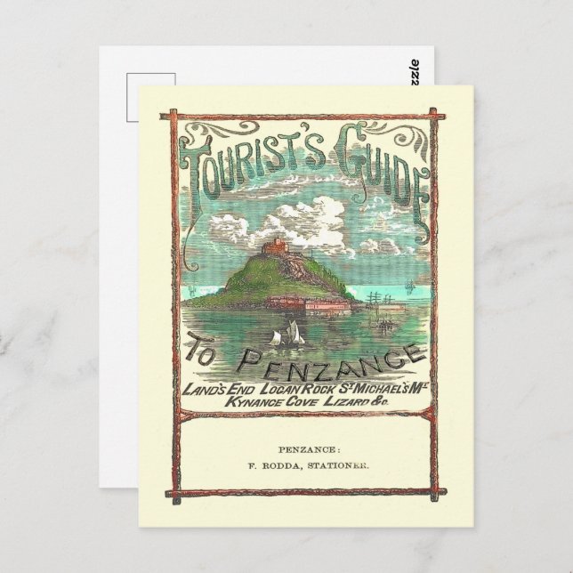 Vintager Reiseführer für Penzance Postkarte (Vorne/Hinten)