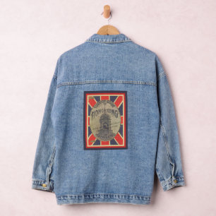 Vintager Reiseführer mit Union Jack über Hongkong Jeansjacke
