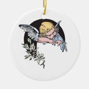 Vintager, religiöser Engel, anpassbar Keramikornament