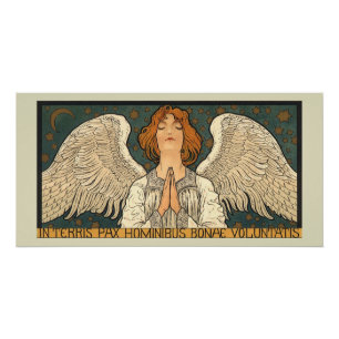 Vintager religiöser Engel Gebet mit Goldstars Poster