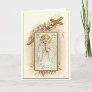 Vintager religiöser Engel Kreuz gesegnetes Ostern Feiertagskarte