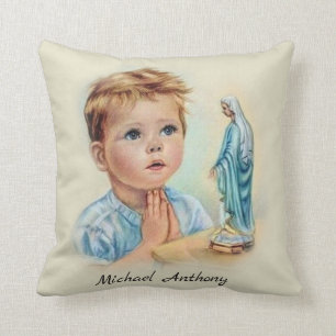 Vintager religiöser Junge gesegnetes Kissen