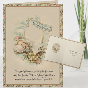 Vintager religiöser Taufjunge oder Mädchen Karte