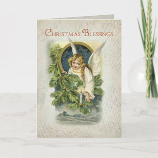 Vintager religiöser Weihnachtsengel Feiertagskarte