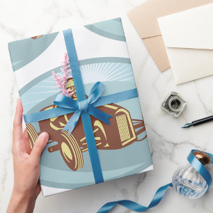 Vintager Rennfahrer Klassische Motorsport Kunst Geschenkpapier