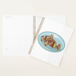 Vintager Rennfahrer Klassische Motorsport Kunst Planer