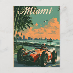 Vintager Rennwagen in Miami Postkarte