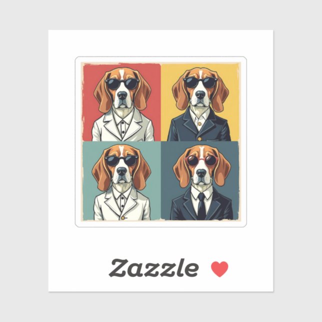 Vintager Rerto Beagle Dog 70er Style Sonnenbrille Aufkleber (Blatt)