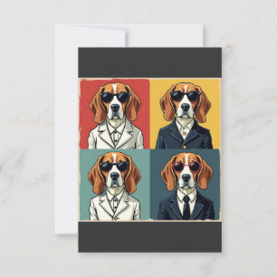 Vintager Rerto Beagle Dog 70er Style Sonnenbrille Dankeskarte