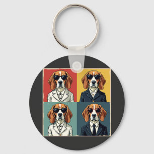 Vintager Rerto Beagle Dog 70er Style Sonnenbrille Schlüsselanhänger