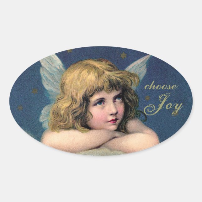 Vintager Restengel - Joy auswählen - Oval Stickers (Vorderseite)