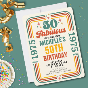 Vintager Retro 50 und wunderbarer Geburtstag Einladung