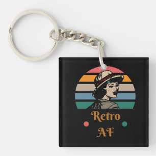 Vintager "Retro AF" Funny Rainbow Schlüsselanhänger
