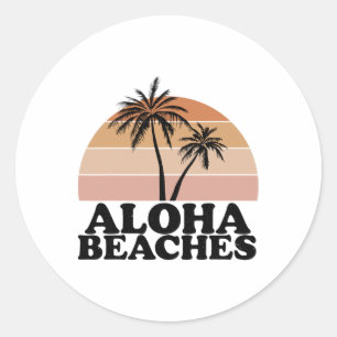Vintager Retro Aloha Beach Tropisches Vacatio Runder Aufkleber