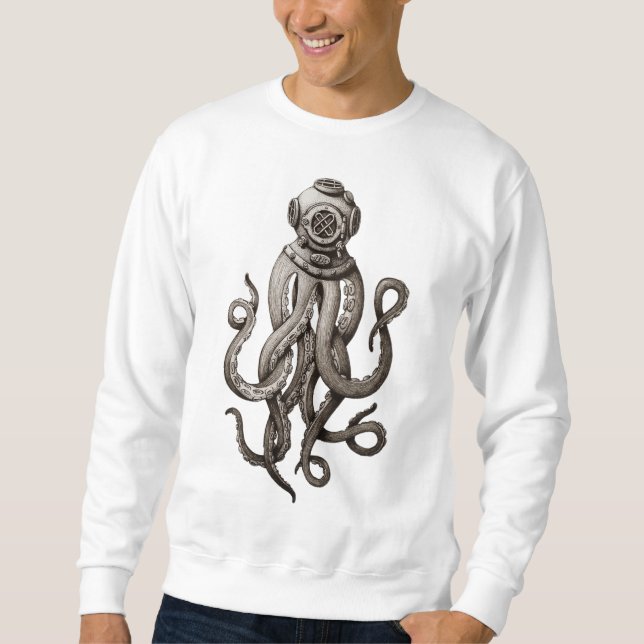 Vintager Retro-Anzug Octopus Grafikdesign Sweatshirt (Vorderseite)