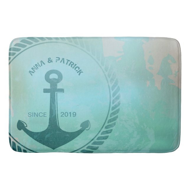 Vintager Retro aquamariner Badematte (Vorderseite)