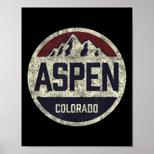 Vintager Retro Aspen Colorado Bergbahn Skipass Poster