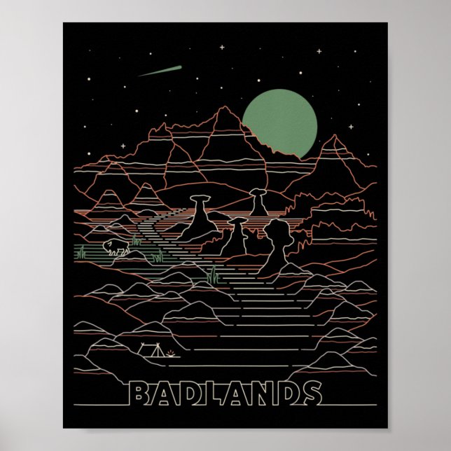 Vintager Retro Badlands Nationalpark Süd Dakota Poster (Vorne)