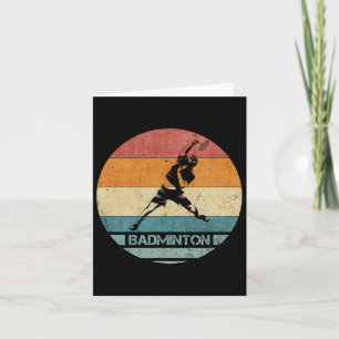 Vintager Retro Badminton Player Silhouette Sunset Karte
