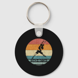 Vintager Retro Badminton Player Silhouette Sunset Schlüsselanhänger