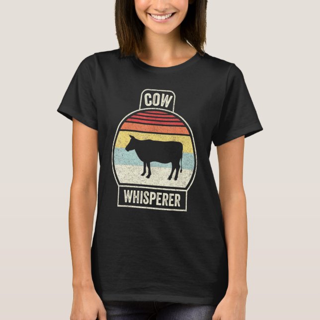 Vintager Retro-Bauer Kuh Whisperer T-Shirt (Vorderseite)