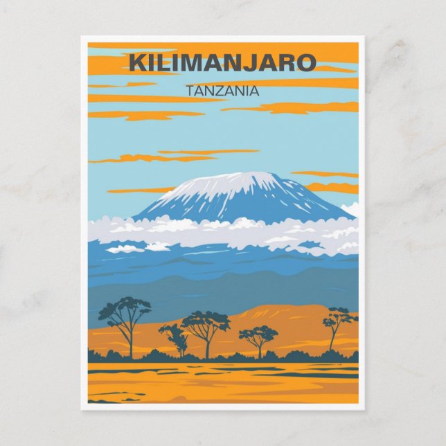 Vintager Retro-Berg Kilimanjaro Tansania Afrika Postkarte (Vorderseite)