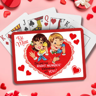 Vintager Retro Boy Girl Valentinstag Spielkarten