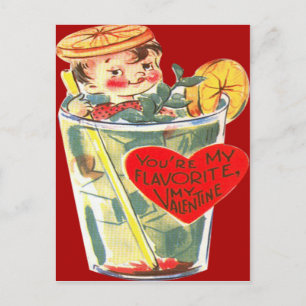 Vintager Retro Boy in Cocktail Valentine Card Feiertagspostkarte
